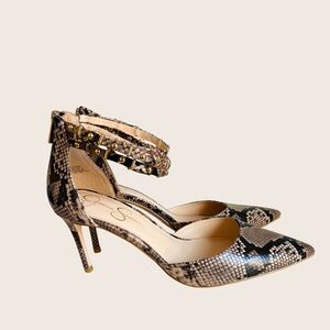 Jessica Simpson Elegant Snakeskin Patterned Women's Heels Pointed Toe Size 11